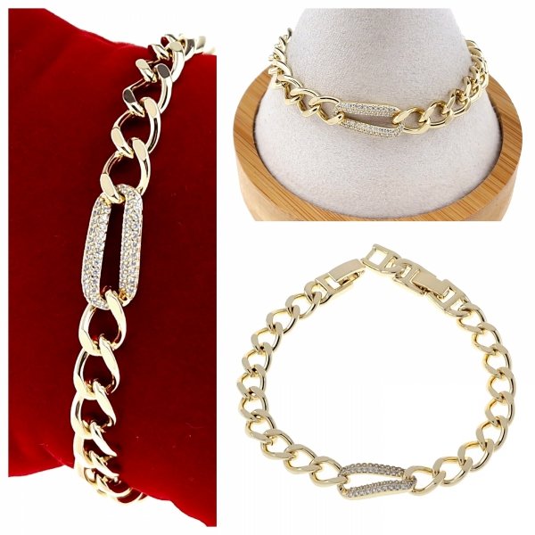 224L Bransoletka elegancka złota 17,5+2cm pozłacana 14k Xuping cyrkonie