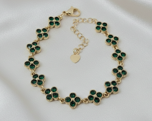 4014 Bransoletka elegancka złota 17+3cm pozłacana 14k cyrkonie