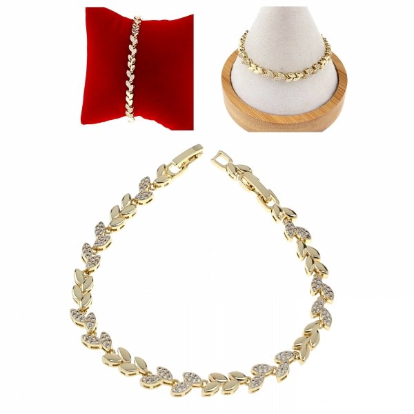 1580a Bransoletka złota elegancka cyrkonie 19cm pozłacana 14k Aisadi
