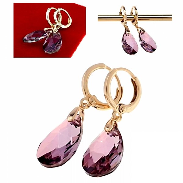 3891 Kolczyki złote Austrian Crystal cyrkonia pozłacane 18k Xuping wiszące