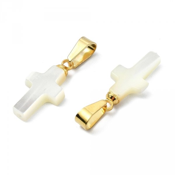 1820e Zawieszka pozłacana 14k krzyż muszla 16,5~17x8x2,5 mm,