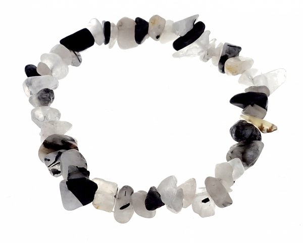 1553 Bransoletka kwarc turmalinowy kamień na gumce jubilerskiej