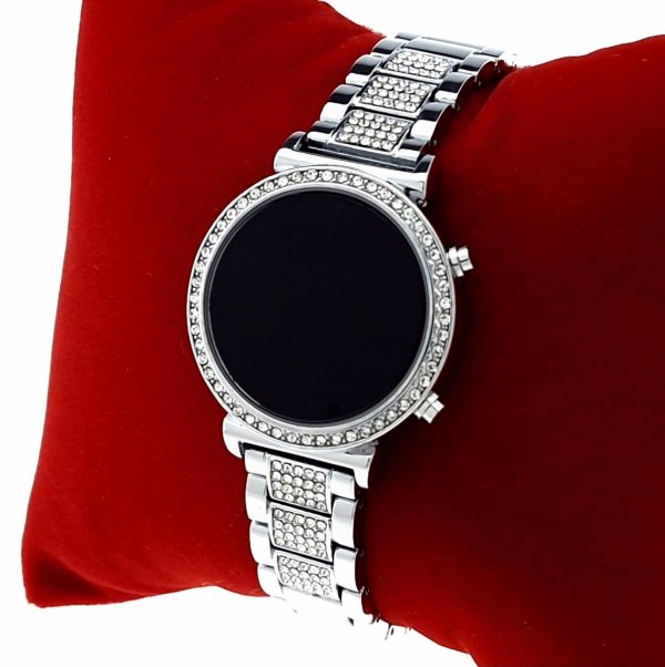 4721 Ekskluzywny damski srebrny zegarek elektroniczny klasyk cyrkonie