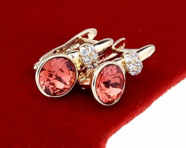 3283 Kolczyki złote Austrian Crystal cyrkonia pozłacane 18k Xuping wiszące