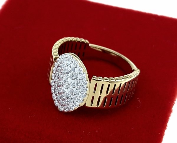 1202k Pierścionek złoty stal chirurgiczna nierdzewna 316L cyrkonie