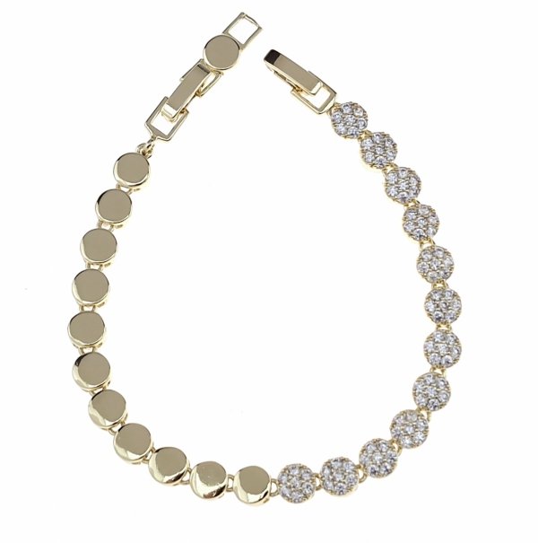 1666 Bransoletka elegancka złota 17+2cm pozłacana 14k cyrkonie