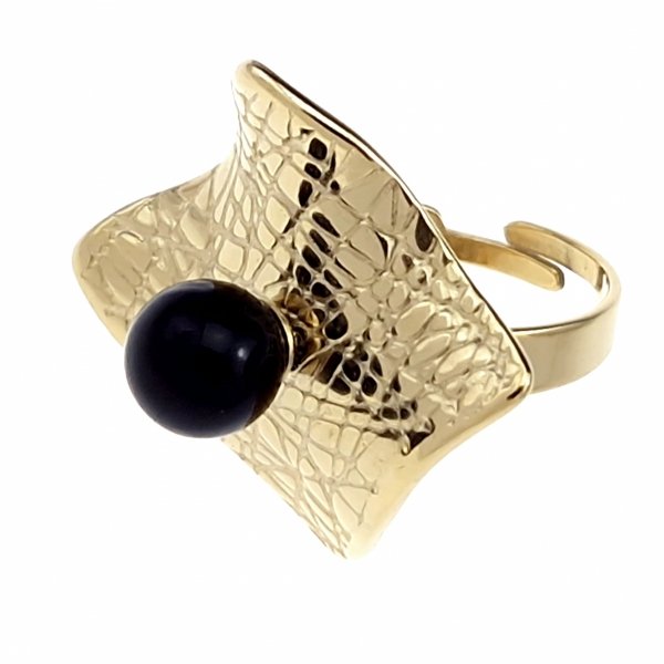 4681 Pierścionek złoty stal chirurgiczna 316L nierdzewna regulowany