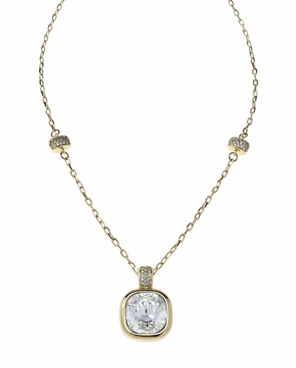 1933h Złoty łańcuszek 40+5 naszyjnik pozłacany 14K Swaro Austrian Crystal  