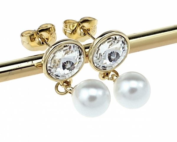 4476 Kolczyki złote pozłacane Austrian Crystal wiszące 14K cyrkonie Xuping 