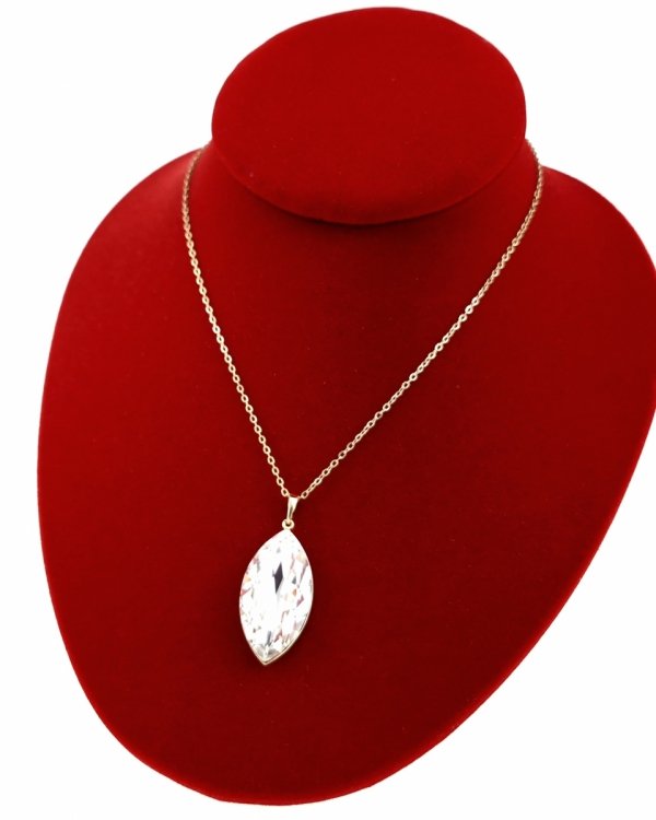 2021 Złoty naszyjnik 40+5cm stal chirurgiczna nierdzewna 316L kryształek Swaro łezka Austrian Crystal