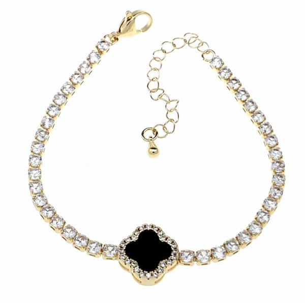 2550 Bransoletka elegancka złota 17+3cm pozłacana 14k koniczyna marokańska