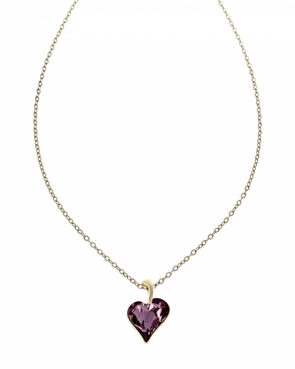 604 Złoty łańcuszek Austrian Crystal 41+5 naszyjnik pozłacany 14K Xuping serce