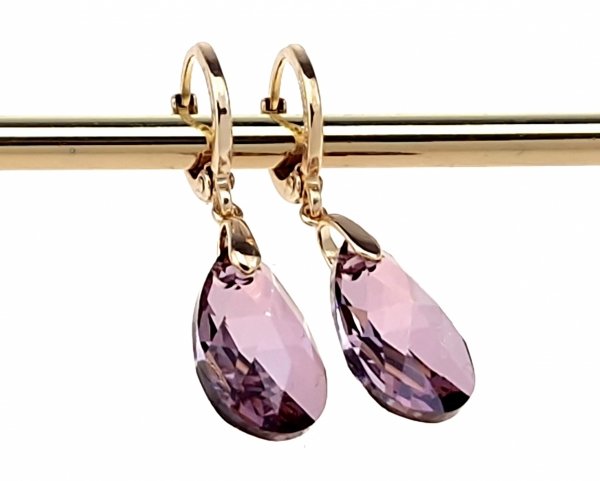 3891 Kolczyki złote Austrian Crystal cyrkonia pozłacane 18k Xuping wiszące