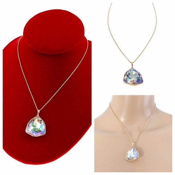 1052 Złoty naszyjnik 45+5cm pozłacany 18k Swaro Austrian Crystal