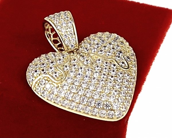 op104 Złota zawieszka cyrkonie błyszcząca pozłacana 14k Xuping serce
