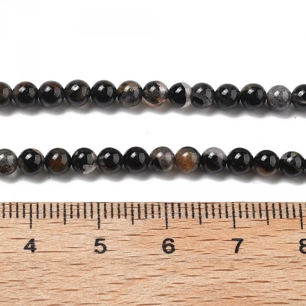 2834 Turmalin czarny kamień naturalny kula 4mm sznur 38cm