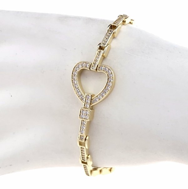595c Bransoletka elegancka złota 17+2cm pozłacana 14k serce