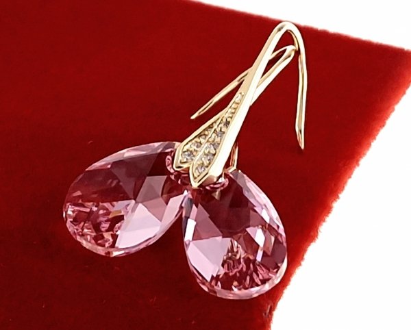 3017 Kolczyki złote Austrian Crystal cyrkonia pozłacane 18k Xuping wiszące