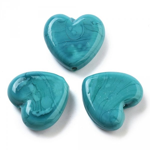 sz84 Półprodukt do wyrobu biżuterii w kształcie serca, turkusowe