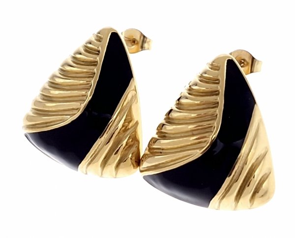 2162 Kolczyki złote stal chirurgiczna 316L wtyczki stal nierdzewna