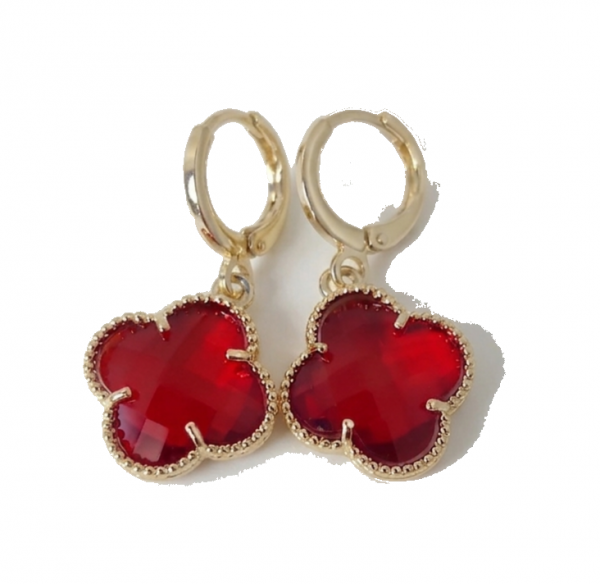 779 Kolczyki złote pozłacane wiszące 14K koniczyna marokańska