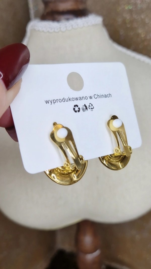 1988d Kolczyki złote klipsy stal chirurgiczna 316L nierdzewna