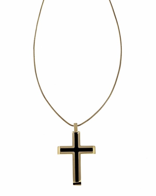 991 Złoty łańcuszek naszyjnik 45+5cm stal chirurgiczna 316L krzyż
