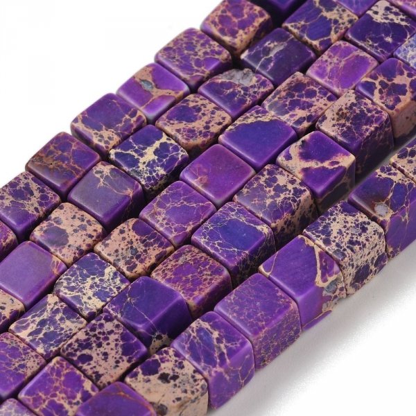 sz111 Jaspis cesarski kamień naturalny, kształt kostki 6x6x6mm