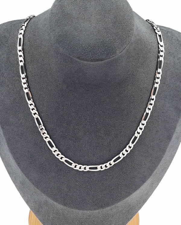 1173 Srebrny łańcuszek 50cm 7mm pozłacany białym złotem Xuping figaro 