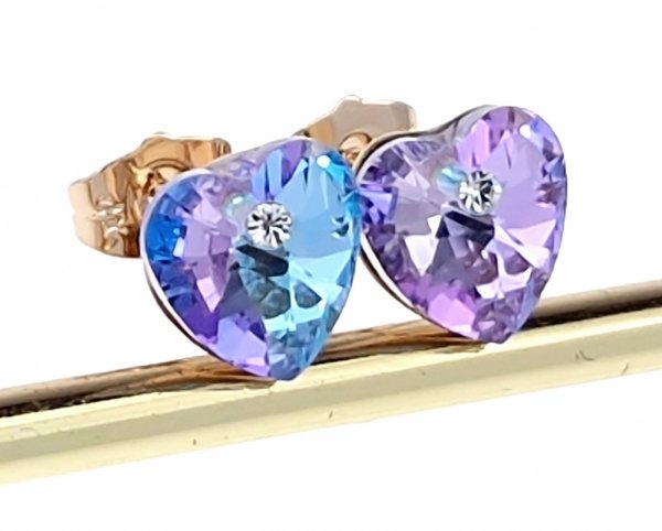 1543 Kolczyki złote Austrian Crystal cyrkonia pozłacane 18k Xuping wtyczki serce