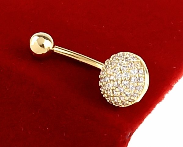 Золотой пирсинг для пупка, позолоченный 14k, с цирконами