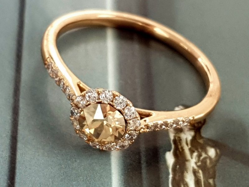 1928c Pierścionek 16,30mm złoty Austrian Crystal zaręczynowy pozłacany 
