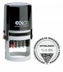 PRINTER DATOWNIK OKRĄGŁY R50 wraz z wykonaniem gumki (grawer laserem)