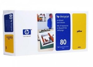 GŁOWICA HP 80 YELLOW ORYGINALNA + CLEANER C4823A