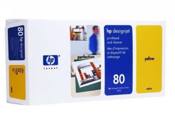 GŁOWICA HP 80 YELLOW ORYGINALNA + CLEANER C4823A