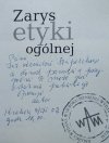 Tadeusz Ślipko SJ • Zarys etyki ogólnej [dedykacja autorska]