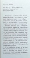 Andrzej Blikle Automaty i gramatyki. Wstęp do lingwistyki matematycznej