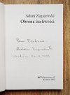 Adam Zagajewski Obrona żarliwości [dedykacja Adama Zagajewskiego]