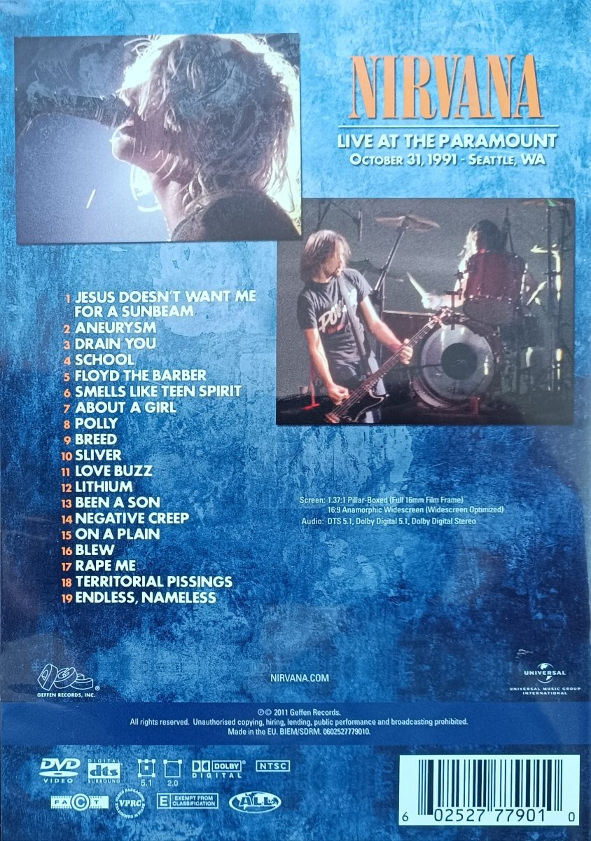 Nirvana Live at the Paramount DVD