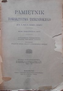 Pamiętnik Towarzystwa Tatrzańskiego za lata 1919-1920 tom XXXVII