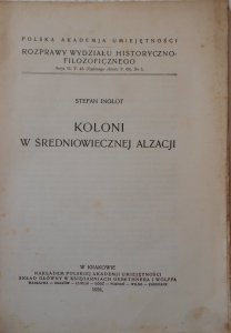 Stefan Inglot • Koloni w średniowiecznej Alzacji