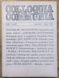 Colloquia Communia 1/1985 (18) Stanisław Brzozowski, filozofia pracy