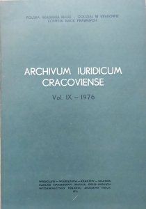 Archivum Iuridicum Cracoviense vol. IX 1976 Borucka Arctowa, Nahlik, Osuchowski, Wróblewski, Ziembiński
