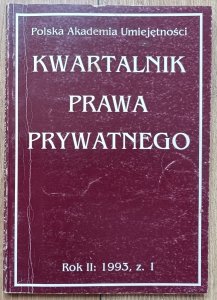 Kwartalnik Prawa Prywatnego 1993 zeszyt 1 / Szpunar Radwański Skąpski