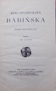 Jan Lechoń • Rzeczpospolita Babińska : śpiewy historyczne