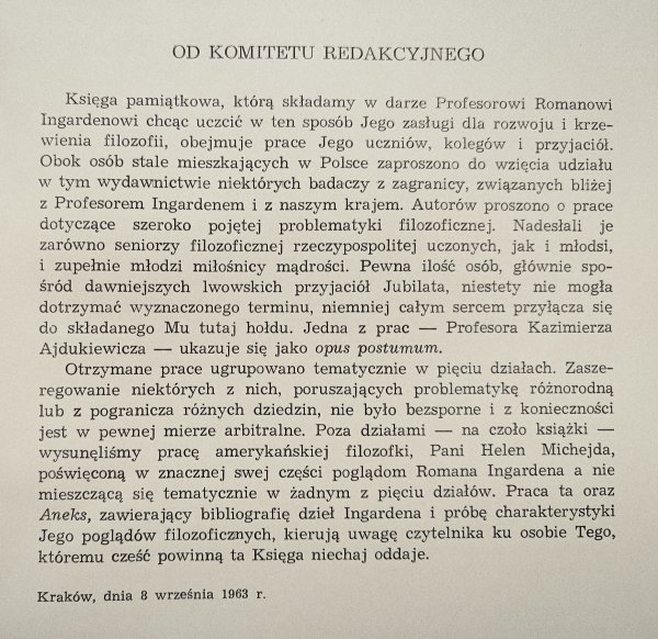 Szkice filozoficzne. Romanowi Ingardenowi w darze