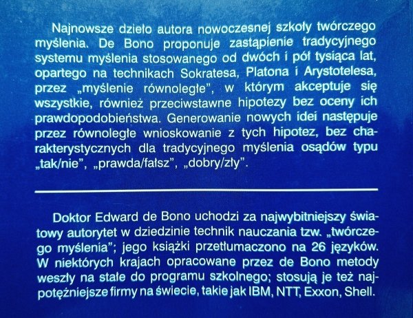 Edward de Bono Myślenie równoległe