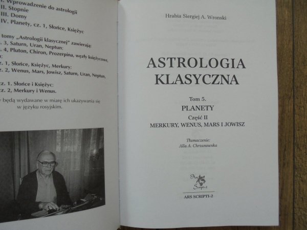 Hrabia Siergiej A. Wronski • Astrologia klasyczna tom 5.  Planety. Merkury, Wenus, Mars i Jowisz