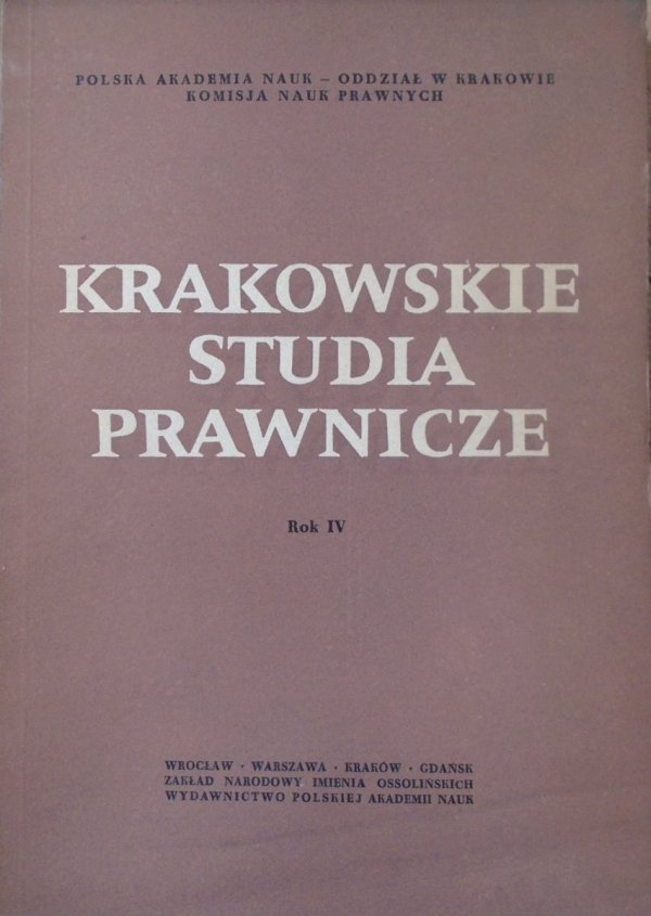 Krakowskie Studia Prawnicze rok IV • Zagadnienia prawa drogowego