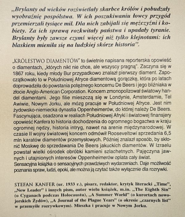 Stefan Kanfer Królestwo diamentów